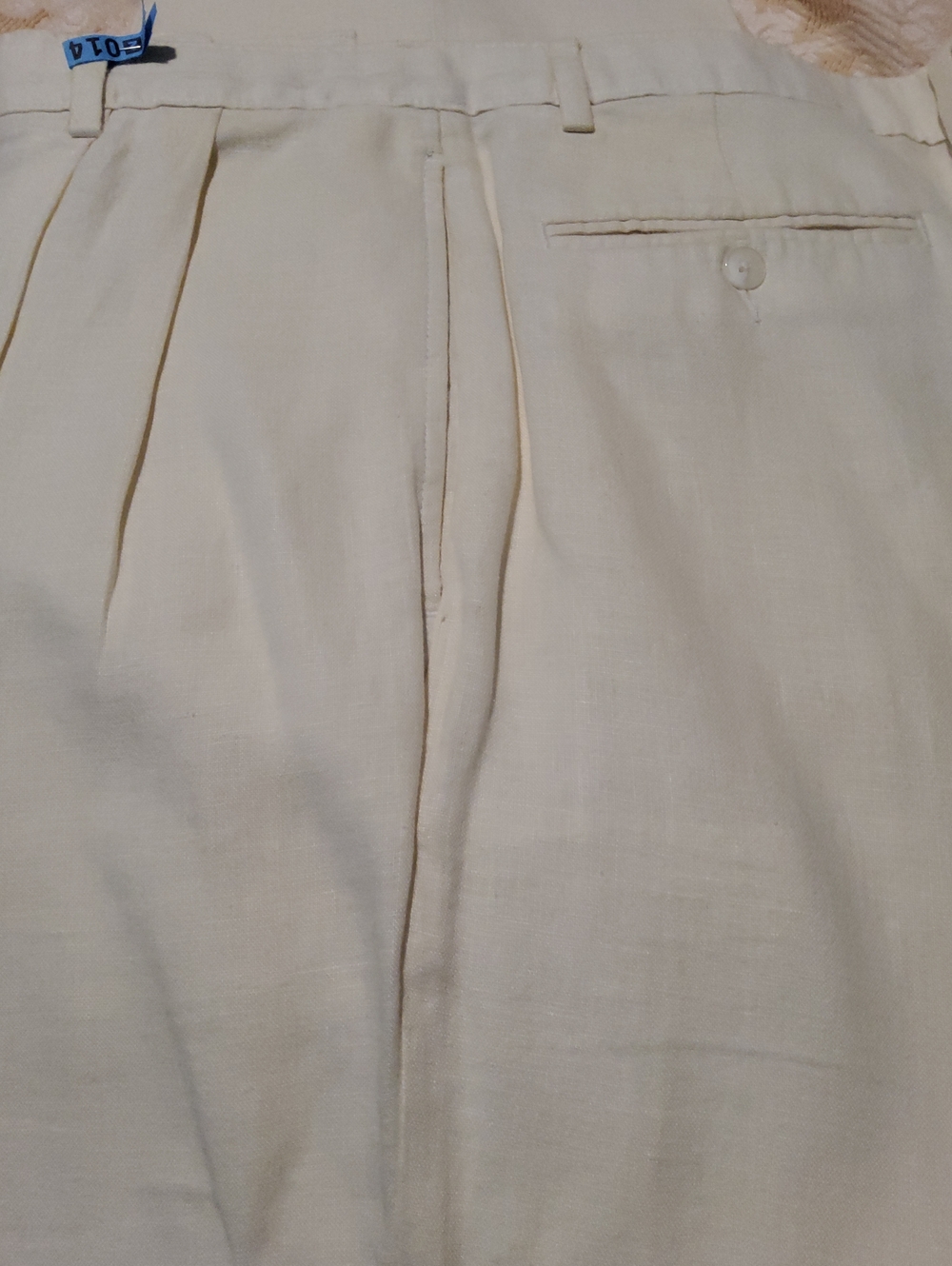 Men's Cream Pleated Dress Pants by